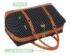 BAOSHA HB-14 Canvas Travel Tote Duffel Bag Carry On Weekender Overnight Bag Oversized For Women And Ladies (Black Dot) -Vera Bradley Shop 51GmhHgrBzL