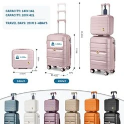 Somago 20IN Carry On Luggage And 14IN Mini Cosmetic Cases Travel Set Hardside Luggage With Spinner Wheels Lightweight Polypropylene Suitcase With TSA Lock (2-Piece Set (14/20), Nude Pink) 12 Somago 20IN Carry On Luggage And 14IN Mini Cosmetic Cases Travel Set Hardside Luggage With Spinner Wheels Lightweight Polypropylene Suitcase With TSA Lock (2-Piece Set (14/20), Nude Pink) -Vera Bradley Shop 51HAuYtTYML