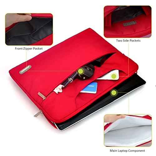 YOUPECK Water Repellent 11-11.6 Inch Laptop Shoulder Bag Compatible MacBook Air 11 12, Surface Pro, Sumsung Tab Polyester Protective Messenger Briefcase Men Women Carrying Handbag Sleeve Case, Red 9 YOUPECK Water Repellent 11-11.6 Inch Laptop Shoulder Bag Compatible MacBook Air 11 12, Surface Pro, Sumsung Tab Polyester Protective Messenger Briefcase Men Women Carrying Handbag Sleeve Case, Red - Image 7