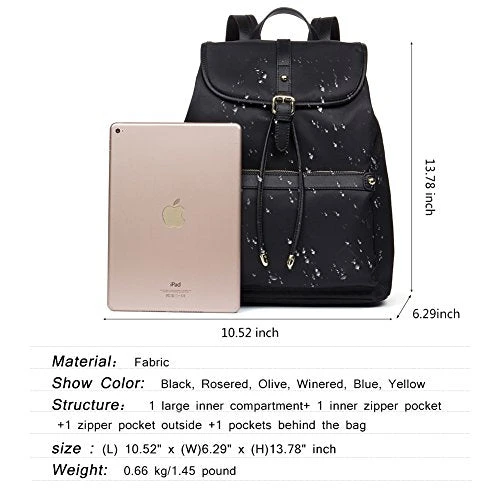 Bostanten Waterproof Backpack Purse Laptop Travel Backpacks School Nylon Bag For Women Black 7 Bostanten Waterproof Backpack Purse Laptop Travel Backpacks School Nylon Bag For Women Black - Image 5