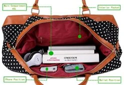 BAOSHA HB-14 Canvas Travel Tote Duffel Bag Carry On Weekender Overnight Bag Oversized For Women And Ladies (Black Dot) -Vera Bradley Shop 51JCUQvYjwL