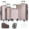 Apelila 5 Piece Hardshell Luggage Sets,Travel Suitcase,Carry On Luggage With Spinner Wheels Free Cover&Hanger Inside (Champagne Gold With Bag) -Vera Bradley Shop 51JkZg8DawL