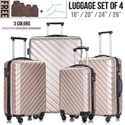 4 PCS Luggage Sets With Spinner Wheels,Carry On Suitcase,Luggage Hardshell Travel Luggage Sets (Champagne) -Vera Bradley Shop 51KAILMWkZL acd54063 9f0a 4b30 96c1 61eb4e3b94d8