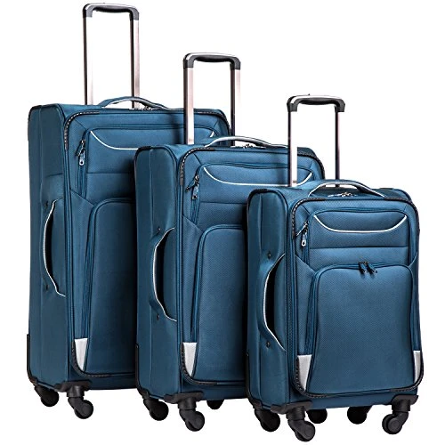 Coolife Luggage 3 Piece Set Suitcase Spinner Softshell Lightweight (blue+sliver) 3 Coolife Luggage 3 Piece Set Suitcase Spinner Softshell Lightweight (blue+sliver)