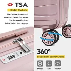 Melalenia Luggage Carry On Suitcase, PP Material Suitcase With Spinner Wheels,TSA Luggage Locks 22x14x9 Airline Approved (Nude Pink) -Vera Bradley Shop 51LZ5o5wNuL