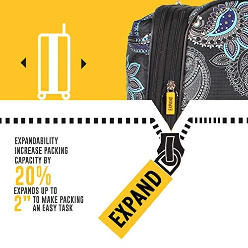 Lucas Designer Luggage Collection - 3 Piece Softside Expandable Ultra Lightweight Spinner Suitcase Set - Travel Set Includes 20 Inch Carry On, 24 Inch & 28 Inch Checked Suitcases (Diva) 5 Lucas Designer Luggage Collection - 3 Piece Softside Expandable Ultra Lightweight Spinner Suitcase Set - Travel Set Includes 20 Inch Carry On, 24 Inch & 28 Inch Checked Suitcases (Diva) - Image 3