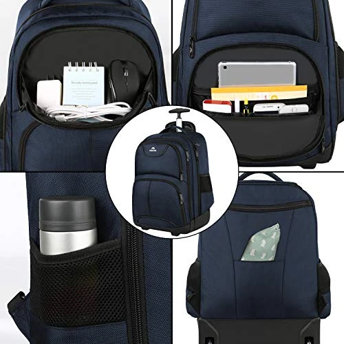 Backpack With Wheels, Travel-friendly Rolling Laptop Backpack For Men Women, MATEIN Freewheel Carry On Luggage Business Bag, Compact College School Student Computer Bag Fit 15.6 Inch Notebook,Blue 7 Backpack With Wheels, Travel-friendly Rolling Laptop Backpack For Men Women, MATEIN Freewheel Carry On Luggage Business Bag, Compact College School Student Computer Bag Fit 15.6 Inch Notebook,Blue - Image 5