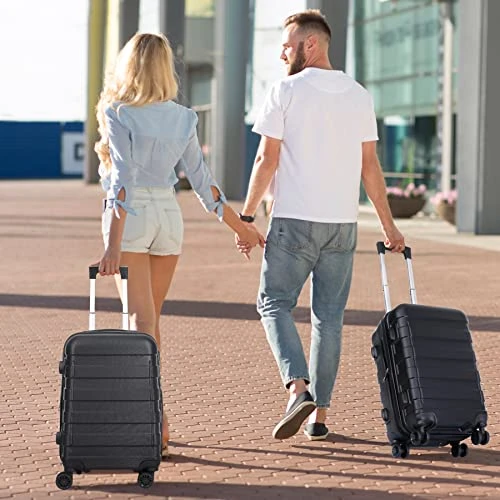 SUPER DEAL Hardside Expandable Spinner Luggage 21 Inch Carry On Luggage Lightweight Travel Suitcase With 360°Swivel Wheels And Height Adjustable Handle, Black 9 SUPER DEAL Hardside Expandable Spinner Luggage 21 Inch Carry On Luggage Lightweight Travel Suitcase With 360°Swivel Wheels And Height Adjustable Handle, Black - Image 7