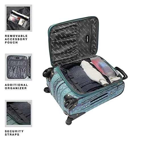 Steve Madden Designer Luggage Collection - 3 Piece Softside Expandable Lightweight Spinner Suitcase Set - Travel Set Includes 20 Inch Carry On, 24 Inch & 28-Inch Checked Suitcases (Print/Teal) 9 Steve Madden Designer Luggage Collection - 3 Piece Softside Expandable Lightweight Spinner Suitcase Set - Travel Set Includes 20 Inch Carry On, 24 Inch & 28-Inch Checked Suitcases (Print/Teal) - Image 7