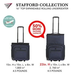 Travelers Club Luggage 16" Top Expandable Rolling Underseater W/USB Port, Blue Suitcase, Carry-On, Navy -Vera Bradley Shop 51MvrhQ0VoL