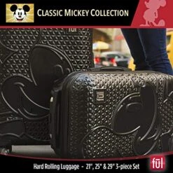 FUL Disney Mickey Mouse 3 Piece Rolling Luggage Set, Hardside Suitcase With Spinner Wheels, 21 Inch, 25 Inch And 29 Inch, Black -Vera Bradley Shop 51NFmMkKf3L