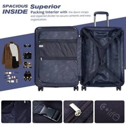 Coolife Luggage Suitcase Expandable (only 28”) ABS+PC Spinner Suitcase With TSA Lock Carry On 20 In 24in 28in -Vera Bradley Shop 51NIWw4CLmL