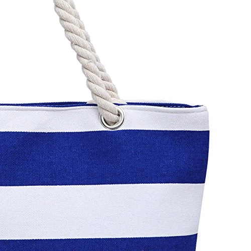 ABage Women's Striped Beach Tote Canvas Travel Handbag Purse Shopper Shoulder Bag, Blue 8 ABage Women's Striped Beach Tote Canvas Travel Handbag Purse Shopper Shoulder Bag, Blue - Image 6