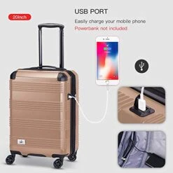 Verdi Luggage Set 3 Piece - Lightweight With USB Port Hardside Carry On Suitcase - Includes Expandable 20 Inch Carry On, 24In/TSA-Approved Lock 28In Checked Bag With 8-Wheel Rolling Spinner -Vera Bradley Shop 51O0tTUn XL