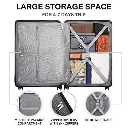 LEVEL8 Elegance Checked Luggage, 24 Inch Hardside Suitcase, Lightweight PC Matte Hardshell With TSA Lock, Spinner Wheels - Olive Green 5 LEVEL8 Elegance Checked Luggage, 24 Inch Hardside Suitcase, Lightweight PC Matte Hardshell With TSA Lock, Spinner Wheels - Olive Green - Image 3