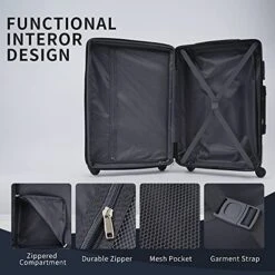 Merax 3 Piece Luggage Sets ABS Expandable Spinner Suitcase With TSA Lock 20 Inch 24 Inch 28 Inch -Vera Bradley Shop 51PLBnLM0PL