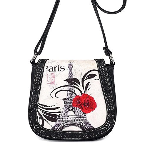 Bibitime Hollow Leaves Paris Tower Flower Print Beach Shoulder Crossbody Messenger Bag Cross Body 5 Bibitime Hollow Leaves Paris Tower Flower Print Beach Shoulder Crossbody Messenger Bag Cross Body - Image 3