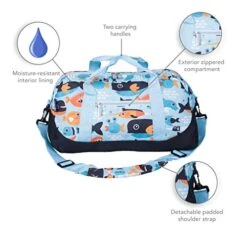 Wildkin Kids Overnighter Duffel Bags For Boys & Girls, Measures 18 X 9 X 9 Inches Duffel Bag For Kids, Carry-On Size & Ideal For School Practice Or Overnight Travel, BPA-free (Big Fish) 12 Wildkin Kids Overnighter Duffel Bags For Boys & Girls, Measures 18 X 9 X 9 Inches Duffel Bag For Kids, Carry-On Size & Ideal For School Practice Or Overnight Travel, BPA-free (Big Fish) -Vera Bradley Shop 51PUr2yzF0L