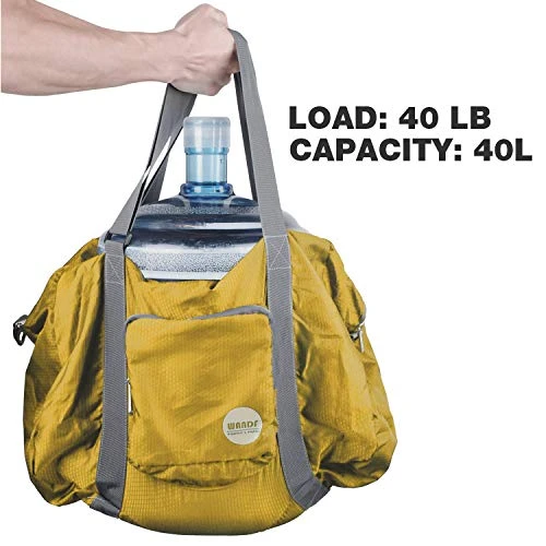 Wandf Foldable Travel Duffel Bag Luggage Sports Gym Water Resistant Nylon (Yellow) 8 Wandf Foldable Travel Duffel Bag Luggage Sports Gym Water Resistant Nylon (Yellow) - Image 6