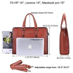 Banuce Vintage Full Grains Italian Leather Briefcase For Women Tote Handbag Attache Case 14 Inch -Vera Bradley Shop 51QjUrCLlVL