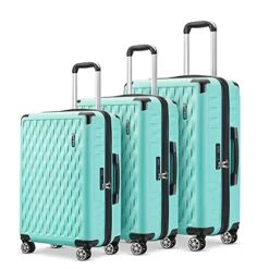 JOYWAY JOYWAY 3 Pcs Luggage Set Hardside Lightweight Spinner Suitcase With TSA Lock (green)