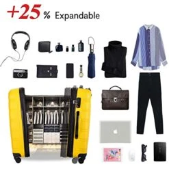 Merax Expandable Luggage Sets With TSA Locks, 3 Piece Lightweight Spinner Suitcase Set (Yellow) -Vera Bradley Shop 51TjULpX1cL