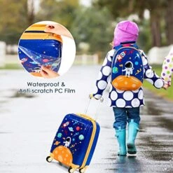 Goplus Kids Luggage Set, 12" & 18" Kids Carry On Luggage Set, Multi-directional Wheels Suitcase, Large Capacity Rolling Trolley Suitcase, Gift For Boys And Girls Toddlers Children Travel (Universe) -Vera Bradley Shop 51UARhgYyGL