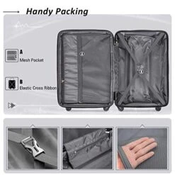 SSLine 3-Piece Hard-Shell Luggage Set With Spinner Wheels And TSA Lock Modern Elegant Expandable Travel Suitcase Lightweight Hardside Carry On Suitcase Set With 20" 24" 28" (A Type-Dark Blue) 13 SSLine 3-Piece Hard-Shell Luggage Set With Spinner Wheels And TSA Lock Modern Elegant Expandable Travel Suitcase Lightweight Hardside Carry On Suitcase Set With 20" 24" 28" (A Type-Dark Blue) -Vera Bradley Shop 51UQi5aEXkL