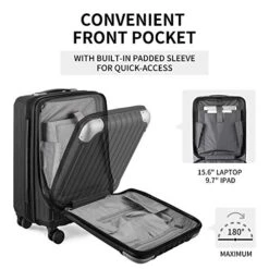 LEVEL8 Carry-On Luggage, Hardside Suitcase, 20” Lightweight ABS+PC Hardshell Spinner Trolley For Luggage With Built-In TSA Lock, 8 Spinner Wheels, Black, 20-Inch Carry-On -Vera Bradley Shop 51VBhx86X L