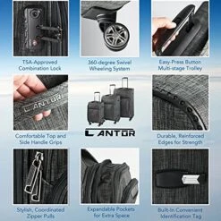 Cantor Ultra Lightweight Softside Luggage With Spinner Wheels, Set Of 3, Expandable Suitcase With Retractable Handle And ID Tag, And Interlocking Zippers With TSA Lock (Grey) -Vera Bradley Shop 51VRpi4OMtL