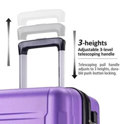 Expandable ABS Durable Suitcase 3 Piece Luggage Sets Lightweight With Double Wheels TSA Lock Spinner, Unisex Adults Teens Home Outddor Carry On Luggage (Purple 20/24/28 Inch) -Vera Bradley Shop 51WFmuIA83S
