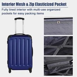 Goplus 3Pcs Luggage Set, Hardside Travel Rolling Suitcase, 20/24/28 Rolling Luggage Upright, Hardshell Spinner Luggage Set With Telescoping Handle, Coded Lock Travel Trolley Case (Dark Blue) -Vera Bradley Shop 51WM4v9qQZL
