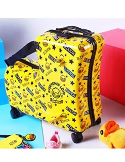 AO WEI LA OW Cute Unisex Kids Ride On Suitcase Travel Trolley Case Spinner Carry On Luggage With Wheels Suggest Fits To Kids Aged 3-6 Years Old(Yellow/01, 20 Inch) -Vera Bradley Shop 51Wdgq7pSYL