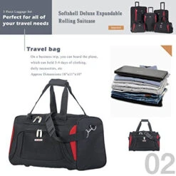 Flieks 5 Piece Luggage Set Deluxe Expandable Rolling Suitcase (black&red) 11 Flieks 5 Piece Luggage Set Deluxe Expandable Rolling Suitcase (black&red) -Vera Bradley Shop 51X3 Ijg4PL