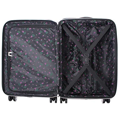 Betsey Johnson 4 Piece Designer Luggage - Expandable (ABS+PC) Hardside Lightweight Spinner Suitcases - Set Includes 15 Inch Underseat Bag, 20 Inch Carry On, 26 & 30 Inch Checked Bags (Stripe Roses) 4 Betsey Johnson 4 Piece Designer Luggage - Expandable (ABS+PC) Hardside Lightweight Spinner Suitcases - Set Includes 15 Inch Underseat Bag, 20 Inch Carry On, 26 & 30 Inch Checked Bags (Stripe Roses) - Image 2