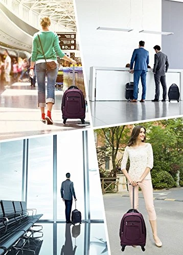 Racini Nylon Waterproof Rolling Backpack, Freewheel Travel Wheeled Backpack, Carry-on Luggage With Anti-Theft Zippers(Purple) 10 Racini Nylon Waterproof Rolling Backpack, Freewheel Travel Wheeled Backpack, Carry-on Luggage With Anti-Theft Zippers(Purple) - Image 8