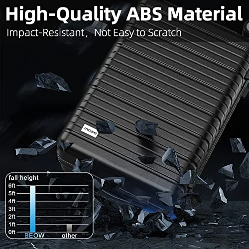 BEOW Expandable Luggage Sets Clearance 3 Piece Hardshell Lightweight PC+ABS Suitcase Spinner Wheels TSA Lock Black 6 BEOW Expandable Luggage Sets Clearance 3 Piece Hardshell Lightweight PC+ABS Suitcase Spinner Wheels TSA Lock Black - Image 4