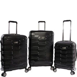 ORIGINAL PENGUIN Collins 3 Piece Set Expandable Suitcase With Spinner Wheels, Black, One Size