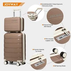Joyway 20" Carry-On Suitcases & 14" Cosmetic Bag & 7" Small Bag, Lightweight Polypropylene Carrying Case With TSA Lock, Rigid Luggage With Swivel Wheels (Chocolate Color, 20in Carry-On) 15 Joyway 20" Carry-On Suitcases & 14" Cosmetic Bag & 7" Small Bag, Lightweight Polypropylene Carrying Case With TSA Lock, Rigid Luggage With Swivel Wheels (Chocolate Color, 20in Carry-On) -Vera Bradley Shop 51YrqTupBML