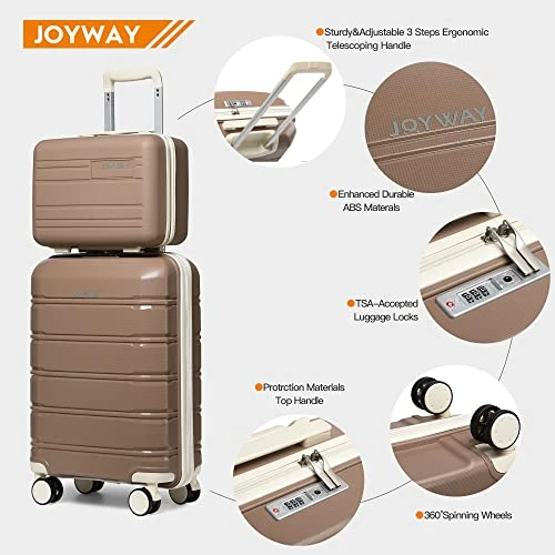 Joyway 20" Carry-On Suitcases & 14" Cosmetic Bag & 7" Small Bag, Lightweight Polypropylene Carrying Case With TSA Lock, Rigid Luggage With Swivel Wheels (Chocolate Color, 20in Carry-On) 9 Joyway 20" Carry-On Suitcases & 14" Cosmetic Bag & 7" Small Bag, Lightweight Polypropylene Carrying Case With TSA Lock, Rigid Luggage With Swivel Wheels (Chocolate Color, 20in Carry-On) - Image 7