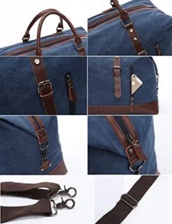 BAOSHA Oversized Canvas PU Leather Travel Tote Duffel Bag Weekender Overnight Bag (Black) -Vera Bradley Shop 51ZdASkwLYL