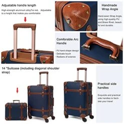 NZBZ Vintage Luggage Sets With Spinner Wheels Carry On Suitcase Tsa Lock Luggage 3 Pieces (Navy Blue, 14inch & 20inch & 28inch) -Vera Bradley Shop 51Zq6PFq2kS