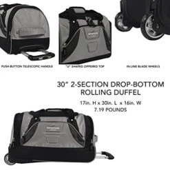 TPRC 30" Durable Rip-Stop Nylon Rolling Luggage Duffel Bag, 30 Inch, Gray -Vera Bradley Shop 51 2BGFjAHiGL