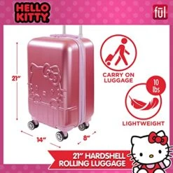 Ful Hello Kitty 21 Inch Rolling Luggage, Hardshell Carry On Suitcase With Wheels, Pink (HKFL0002AZ-650) -Vera Bradley Shop 51 3L5b08BL