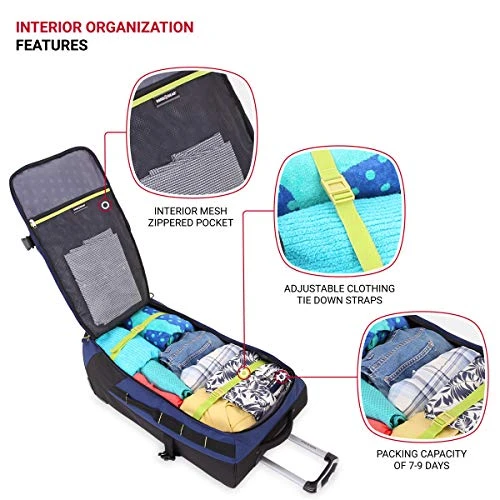 SwissGear Extra Large Lightweight Rolling Duffel, Blue/Green 8 SwissGear Extra Large Lightweight Rolling Duffel, Blue/Green - Image 6