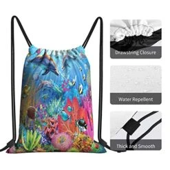 Underwater Ocean Dolphin Fish Coral Reef Summer Drawstring Backpack Sport Gym Bag Sackpack Shoulder Bags For Hiking Yoga Travel Beach -Vera Bradley Shop 51 c1w7j8JL