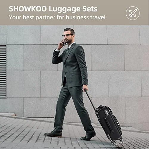 SHOWKOO Luggage Sets 3 Piece Softside Expandable Lightweight Durable Suitcase Sets Double Spinner Wheels TSA Lock Black (20in/24in/28in) 8 SHOWKOO Luggage Sets 3 Piece Softside Expandable Lightweight Durable Suitcase Sets Double Spinner Wheels TSA Lock Black (20in/24in/28in) - Image 6