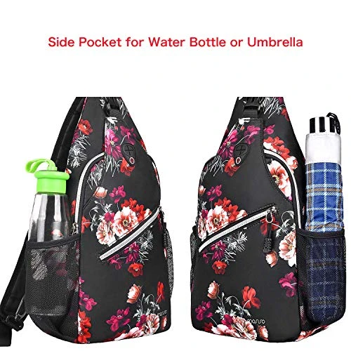 MOSISO Sling Backpack,Travel Hiking Daypack Cottonrose Crossbody Shoulder Bag, Black 4 MOSISO Sling Backpack,Travel Hiking Daypack Cottonrose Crossbody Shoulder Bag, Black - Image 2