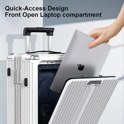 SOMODE Airline Approved Carry On Luggage With Spinner Wheels,Aluminum Framed Carry On Suitcase With Front Open Laptop Compartment/Pocket 22×14×9 Inch Large Checked-in Luggage(White) -Vera Bradley Shop 51au6dgDbHL