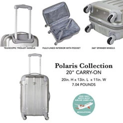 Travelers Club Polaris Hardside Metallic Spinner Luggage, Silver, Carry-On 20-Inch -Vera Bradley Shop 51azVFfNlSL
